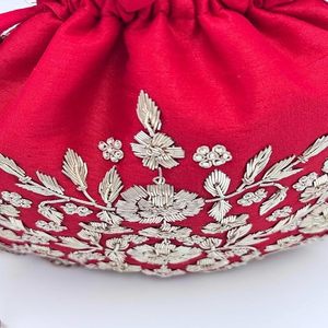 Cheap Handmade Embroidered Potli <b>Bag</b> with Rich Bead Decoration <b>for</b> <b>Bridal</b> Trousseau, Bridesmaid Gifts and Traditional <b>Weddings</b> - Product Image 4