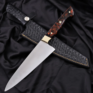 Couteau de chef professionnel LEGACY BLADES en acier au carbone, manche en acier inoxydable durable, couteau de cuisine forgé, finition haute brillance - Product Image 1