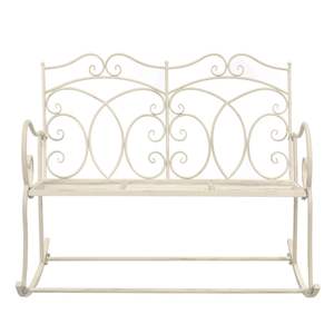 Banco de jardín antiguo de hierro forjado blanco de 40.9 pulgadas con incrustaciones decorativas, muebles de patio - Product Image 2