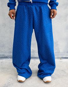 Pantalones Deportivos Holgados de Felpa Francesa de Algodón Grueso con Lavado Ácido, Adornados con Perlas y Diamantes de Imitación para Hombre, OEM - Product Image 2