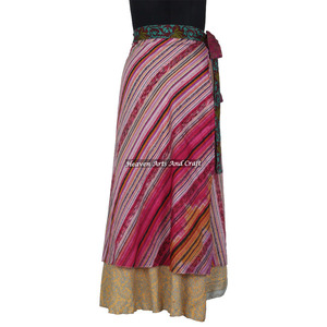 100 Ways to Wear Long <b>Wrap</b> <b>Skirt</b> 2 Layer Reversible Magic Silk Saris <b>Wrap</b> Long <b>Skirt</b> Sari <b>Wrap</b> Around <b>Skirt</b> Two Layer Printed - Product Image 6