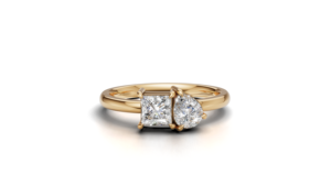 IGI Certified Lab Grown Diamond Toi Et Moi <b>Ring</b> 18K Yellow / White & Rose Gold Pear & Princess Shape Engagement <b>Ring</b> for Women - Product Image 4