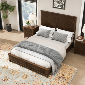 Modern Wooden <b>Bed</b> Frame Bedroom Furniture Custom <b>Size</b> Minimalist Platform <b>Bed</b> Set Solid Wood Headboard <b>Queen</b> King <b>Size</b> <b>Bed</b> - Product Image 1