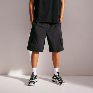 Pantalones Cortos Cargo Negros para Hombre, Cintura Media, Cordón Ajustable, Secado Rápido, Tela Oxford, Estilo Casual, Largo Bermuda - Product Image 2