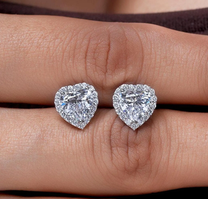 Bijoux fins, boucles d'oreilles en argent 925 avec diamants de laboratoire, taille brillant, couleur E - Product Image 4