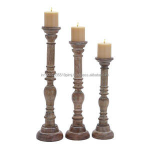 Best Quality Mango Wood Custom <b>Candle</b> Holder <b>Set</b> 3 Wholesale <b>Candle</b> Jars and Wooden Lantern for Weddings Christmas Occasions - Product Image 3