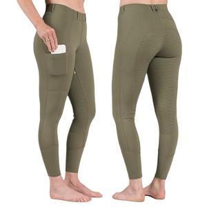 Leggings d'équitation western dernière génération en coton compressif avec poche pour téléphone, taille haute, pour la course en extérieur - Product Image 1