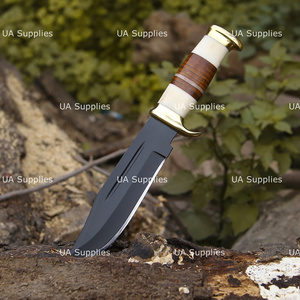 UA Supplies Professional Hand Forged High Carbon Steel Fixed Blade Drop Point Hunting Survival <b>Knife</b> 8 Wood <b>Handle</b> Leather - Product Image 5