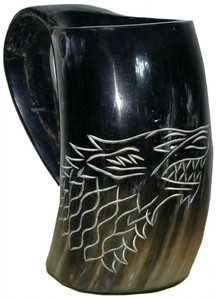 Jarra de Cuerno Natural Hecha a Mano con Grabado Clásico de Barco Vikingo, Taza Rústica Medieval para Beber, Decoración Vintage para Bar en Casa - Product Image 4