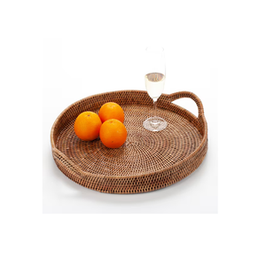 Elegant Round Rattan Tray For <b>Bar</b> & Restaurant <b>Drink</b> Serving Accent Top Quality Natural Boho Rattan Tray - Product Image 2