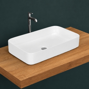 Lavabo Rectangular de Pared Meredian, de un Solo Orificio, Acabado Pulido, Diseño Minimalista - Product Image 3