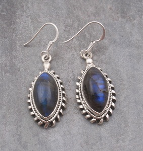 925 Sterling <b>Silver</b> Natural Labradorite <b>Dangle</b> <b>Earrings</b> Handmade Marquise Gemstone Drop <b>Earrings</b> for Women - Product Image 1