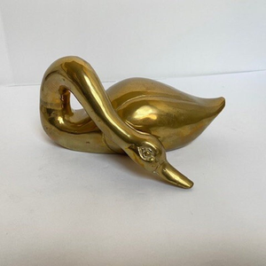 Escultura de Cisne de Latón Hecha a Mano, Figura de Pájaro con Cuello Curvo Elegante, Estatua Decorativa de Aves Acuáticas de Metal, Adorno de Lujo para Mesa de Hogar u Oficina - Product Image 2