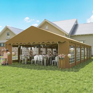 "40FT X 20FT Party <b>Tent</b> with Removable Sidewalls & 12 Windows Brown Outdoor <b>Canopy</b> for Wedding Events & BBQs" - Product Image 2
