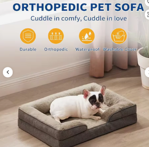 Lit orthopédique portable léger pour chien et chat, tente écologique avec mousse alvéolée, doublure imperméable grise, lavable et amovible - Product Image 4
