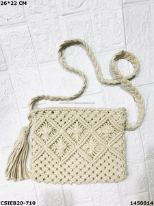 Bolsos de paja de playa de verano, bolso de mano bohemio personalizado para mujer, bolso de hombro de macramé, bolso de playa de hierba marina - Product Image 2