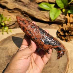 Daga de Cristal de Obsidiana de Caoba Hecha a Mano |   Gema Natural Coleccionable, Decoración de Protección Espiritual y Regalo Simbólico - Product Image 2