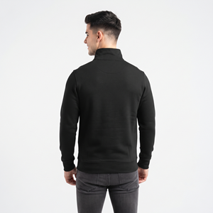 Sweat-shirt personnalisé pour homme, veste à col montant entièrement zippée, streetwear oversize, fabricant de sweats à capuche zippés personnalisés, couleur noire unie - Product Image 3