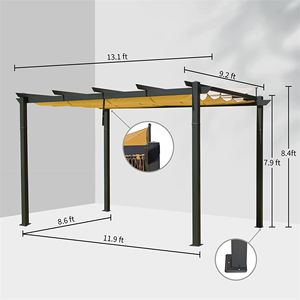 Pergola Retrattile in Alluminio per Esterni, Tettoia Parasole Resistente alle Intemperie per Patio, Barbecue, Feste, Matrimoni - Gazebo e Pergola - Product Image 6