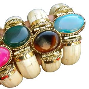 Handcrafted Bone <b>Bracelet</b> Cuff Bangle with Resin Stone Ethnic <b>Boho</b> Style Fashion Jewelry for Women - Product Image 1