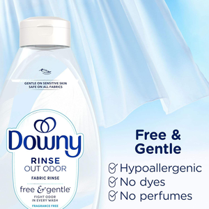 Downy Free & Gentle Rinse Eliminador de Olores para Ropa, Sin Perfume, 48 FL OZ, Suave para la Piel, Sin Colorantes ni Perfumes Intensos, Suavizante de Telas - Product Image 5