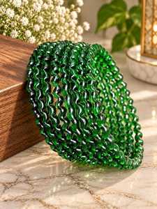 Ensemble de bracelets en verre pour femmes, style goutte de pluie, bijoux ethniques traditionnels pour mariage - Product Image 1