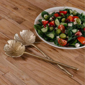 Copper Antique & Gold Finish Salad <b>Spoon</b> & <b>Fork</b> Flatware <b>Sets</b> With Deer Stag Handles Christmas Decoration Salad Server <b>Set</b> - Product Image 4