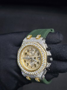 Nouvelle montre de luxe en or blanc avec moissanite et cadran numéroté, bracelet en caoutchouc, cadeau idéal pour homme - Product Image 2