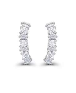 Orecchi rotondi con zirconi cubici e Baguette in argento Sterling | Macacy's - Product Image 1