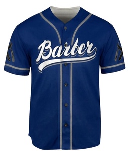 Camiseta de béisbol azul personalizada con nombre a rayas para hombre - Product Image 1