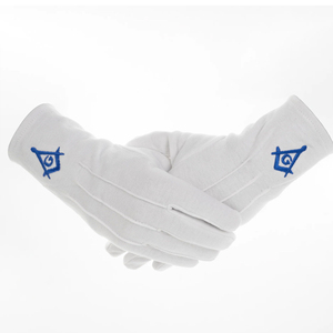 Gants maçonniques en coton blanc pour hommes, doux, confortables, légers, idéaux pour les cérémonies, les rituels, les réunions de loge, les événements et une utilisation formelle - Product Image 5