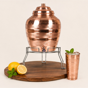 Distributeur d'eau en cuivre de qualité export avec support et robinet, réservoir de stockage d'eau martelé pour usage domestique - Product Image 2