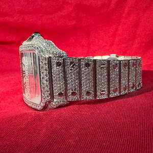 Reloj de Cuarzo Estilo Hip Hop de Acero Inoxidable, Resistente al Agua 5ATM, Esfera con Números Romanos, Cierre de Mariposa, Colores Personalizables, Estilo Moderno - Product Image 1