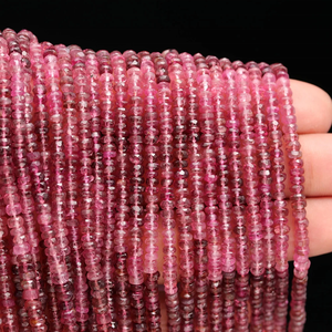 Cuentas Rondelle facetadas de turmalina Rosa Natural, cuentas de turmalina rosa de 3-3,5mm para joyería - Product Image 3