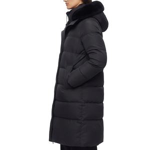 Manteau d'hiver matelassé long en tricot pour femmes avec doublure en nylon imperméable et coupe-vent, vente en gros - Product Image 3