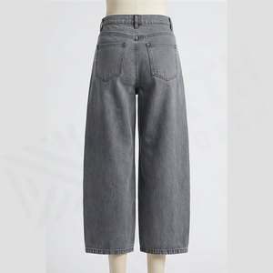 Pantalon en jean taille haute à jambe large pour homme, en coton délavé, coupe ample, style décontracté, couleur gris, collection automne - Product Image 2