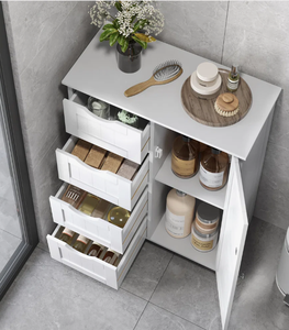 Armario de Almacenamiento de Madera Blanca Hecho a Mano, Diseño Tradicional, Organizador de Múltiples Niveles para Decoración y Mobiliario Moderno para el Hogar - Product Image 5