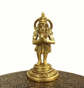 Estatua de artesanía de latón, estatua de Lord Hanuman Ji, decoración del templo de Pooja, estatua de mesa de escritorio, diosa india, escultura de Idol de retorno - Product Image 5