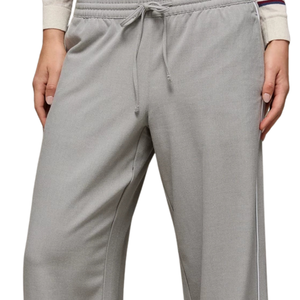 Women Light Grey Wide Leg Fleece Sweatpants Drawstring Elastic Waist Loose Fit Casual Winter <b>Lounge</b> Trousers with Pockets - Product Image 6