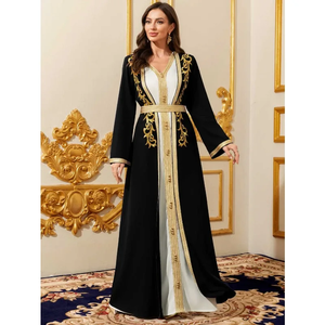 Elegante Vestido Abaya Árabe, Túnica Larga de Dubái con Bordado de Encaje, Conjunto de Dos Piezas - Product Image 4