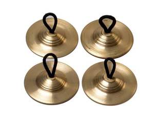 Manjeera de latón hecha a mano con acabado superior para el culto en templos, meditación y sesiones de danza folclórica india - Product Image 1