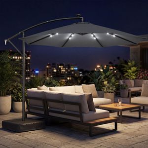 Ombrellone a braccio laterale da 3 metri grigio scuro con design leggero e base protettiva per esterni - Product Image 2