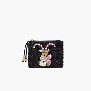 Monedero bordado a mano con cuentas de semillas, Tesoro de Sirena Azul Celeste de la India - Product Image 6