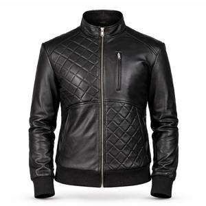 Chaqueta de Motociclista para Hombre, Negra, Acolchada, de Cuero PU, Impermeable, Resistente al Viento, Elegante, Ajustada, Estilo Urbano - Product Image 1
