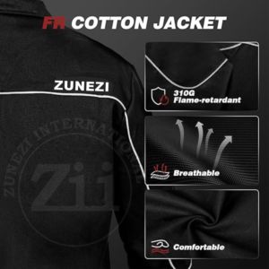 เสื้อแจ็คเก็ตป้องกันไอระเหยและกันความร้อนสำหรับผู้ชาย ZUNEZI ZI-9134 สีดำ ระดับ A พร้อมชุดหน้ากากป้องกัน  ตะเข็บเชื่อม  แขนเสื้อผ้าฝ้าย  ทรงปกติ - Product Image 6