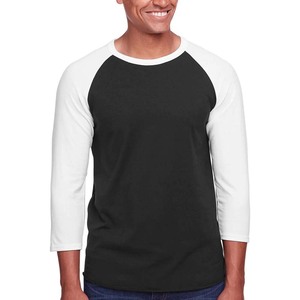 Men's Gray <b>Black</b> Raglan Sleeve <b>Long</b> Sleeve <b>T</b>-<b>Shirt</b> O-Neck Casual Oversized Regular 100% Cotton Solid Color Anti-Wrinkle 320g - Product Image 1