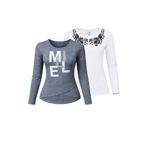 T-shirt à manches longues pour femmes, col rond, décontracté, imprimé avec des lettres, automne - Product Image 3