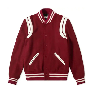 <b>Men's</b> Red <b>White</b> Varsity <b>Jacket</b> Regular Fit Button Front Turn-down Collar Plaid Shirt Style Autumn Casual Wear <b>Men</b> varsity <b>jacket</b> - Product Image 2