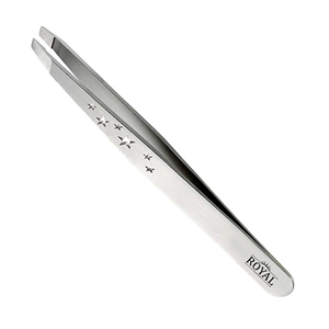 Pince à épiler professionnelle pour sourcils, plaquée or, en acier inoxydable, pointe inclinée, durable, logo personnalisé - Product Image 2