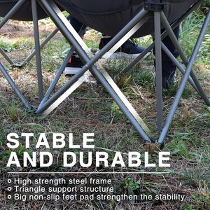 Two-<b>Person</b> <b>Heavy</b> Duty Folding Beach <b>Chair</b> Double Camping Love Seat Bench with Padded Cushion Side Pocket Portable Outdoor <b>Chair</b> - Product Image 4